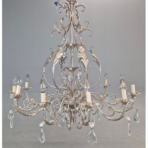 317 - CHANDELIER, SILVER GILT METAL. Italian style, with foliate detail 105cm w x 130cm t.