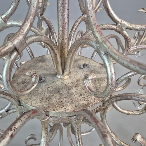 317 - CHANDELIER, SILVER GILT METAL. Italian style, with foliate detail 105cm w x 130cm t.