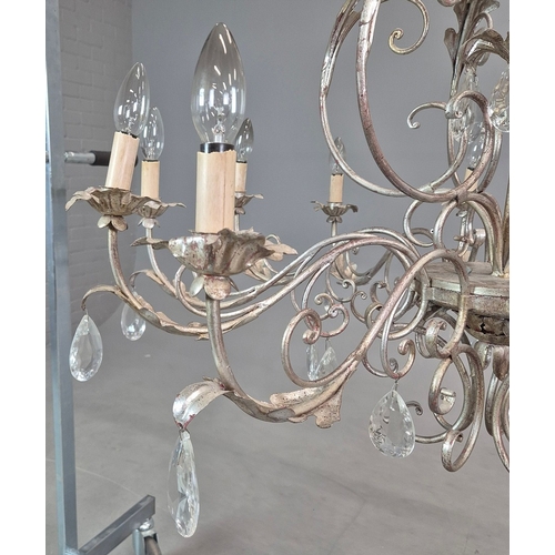 317 - CHANDELIER, SILVER GILT METAL. Italian style, with foliate detail 105cm w x 130cm t.