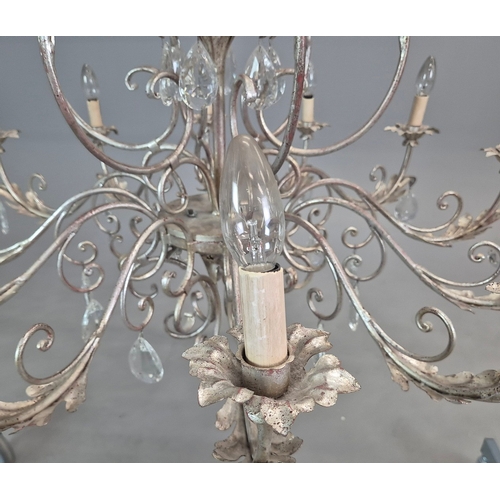 317 - CHANDELIER, SILVER GILT METAL. Italian style, with foliate detail 105cm w x 130cm t.