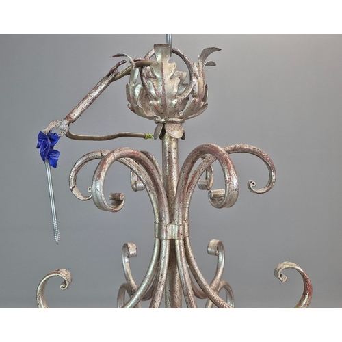 317 - CHANDELIER, SILVER GILT METAL. Italian style, with foliate detail 105cm w x 130cm t.