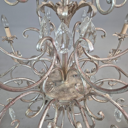 317 - CHANDELIER, SILVER GILT METAL. Italian style, with foliate detail 105cm w x 130cm t.