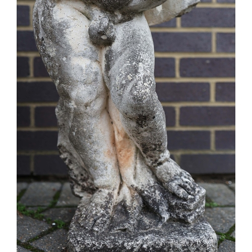 318 - WEATHERED STONE PUTTI (2). a pair.