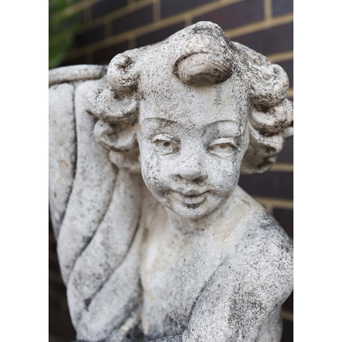 318 - WEATHERED STONE PUTTI (2). a pair.