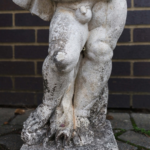 318 - WEATHERED STONE PUTTI (2). a pair.