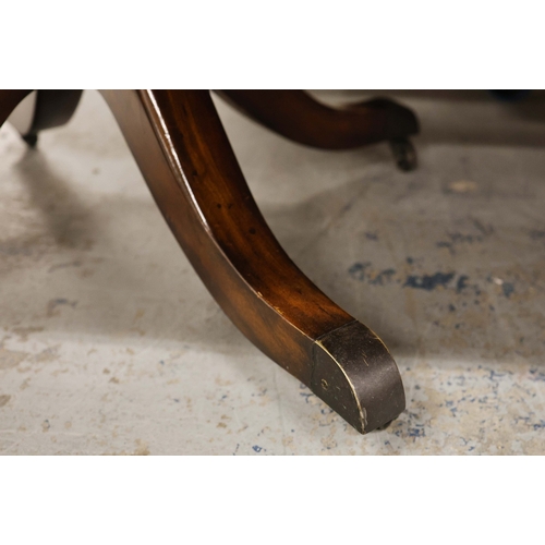 322 - DINING TABLE. with twin pedestal and one extra leaf. 225cm l unextended 112cm d x 77cm t. Leaf 56cm ... 