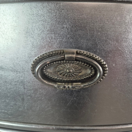 324 - SILVERED TALL CHEST. of serpentine form 65cm w x 46cm d x 137cm t.