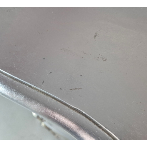 324 - SILVERED TALL CHEST. of serpentine form 65cm w x 46cm d x 137cm t.