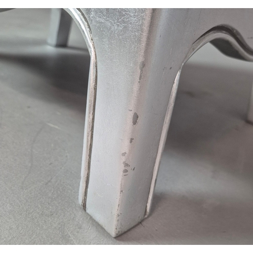 324 - SILVERED TALL CHEST. of serpentine form 65cm w x 46cm d x 137cm t.