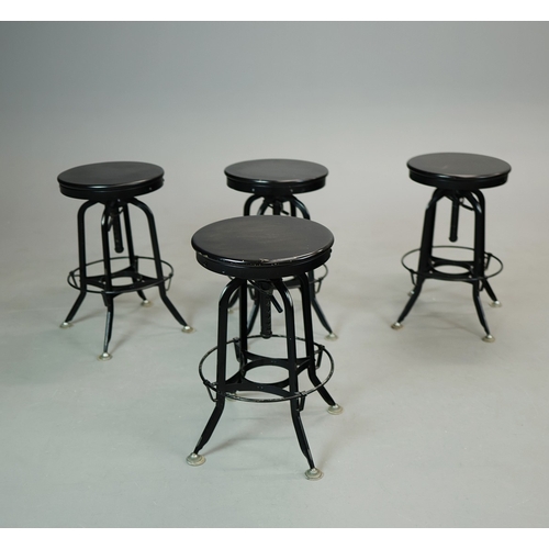 328 - STOOLS, FOUR, AND TWO OTHERS IN A DIFFERING STYLE (6). the first four industrial style ,adjustable a... 