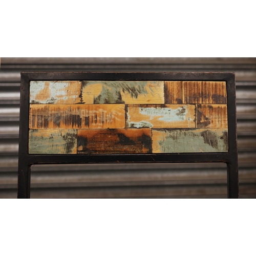 330 - INDUSTRIAL STYLE DINING SET. (5). including 4 chairs, 97.5cm H approx., and a table, 62cm x 62cm x 7... 