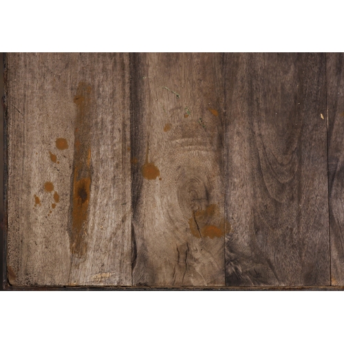 330 - INDUSTRIAL STYLE DINING SET. (5). including 4 chairs, 97.5cm H approx., and a table, 62cm x 62cm x 7... 