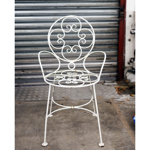 331 - 1950S FRENCH STYLE GARDEN DINING CHAIRS, A SET OF 6. including 2 carvers, 87.5cm h approx. (6).