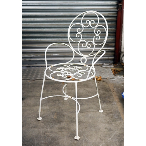 331 - 1950S FRENCH STYLE GARDEN DINING CHAIRS, A SET OF 6. including 2 carvers, 87.5cm h approx. (6).