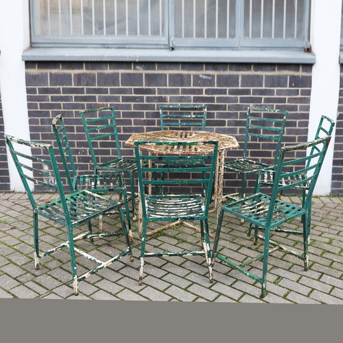 337 - GARDEN DINING SET. (9). including 8 chairs, 91.5cm H approx., and a table, 85.5cm diam. x 71cm H app... 