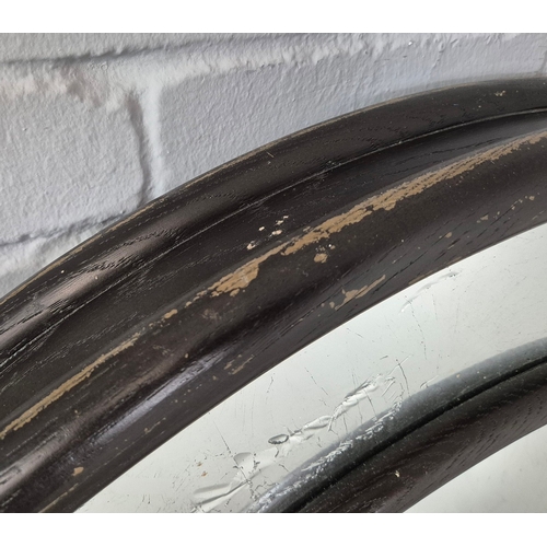 339 - CONVEX MIRROR. eglomise, with a wooden show frame and border, possibly by Julian Chichester 88cm w.