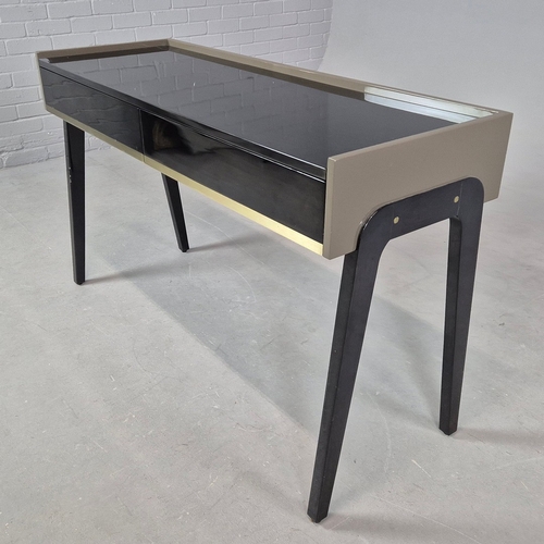 340 - CONSOLE TABLE/DESK. with two frieze drawers 45cm d x 80cm t x 130cm w.