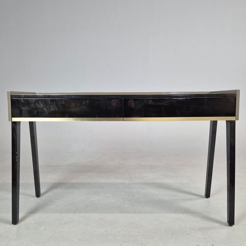 340 - CONSOLE TABLE/DESK. with two frieze drawers 45cm d x 80cm t x 130cm w.