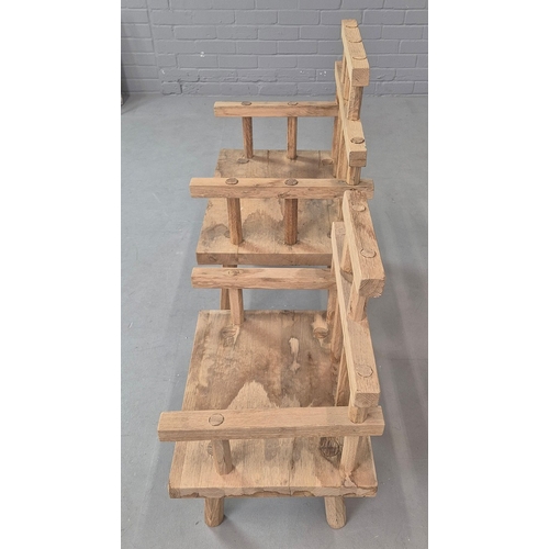 343 - PRIMITIVE FOLK ART STYLE ARMCHAIRS (2). largest 84cm H x 58cm W x 44cm D.