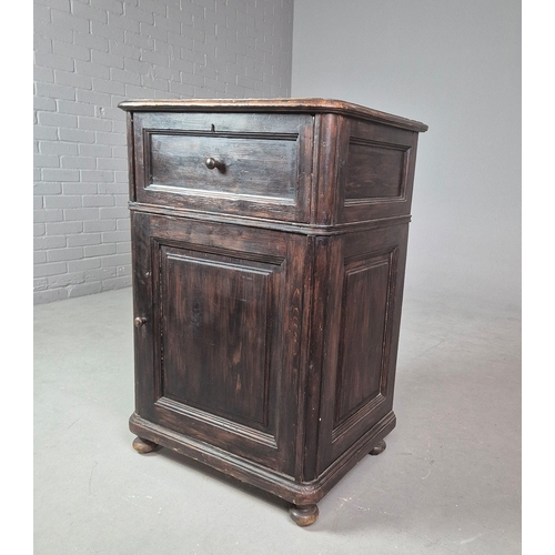 345 - 19TH CENTURY FRENCH CUPBOARD. stained pine, 69cm x 54cm x 103cm approx.
