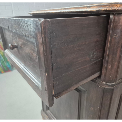 345 - 19TH CENTURY FRENCH CUPBOARD. stained pine, 69cm x 54cm x 103cm approx.