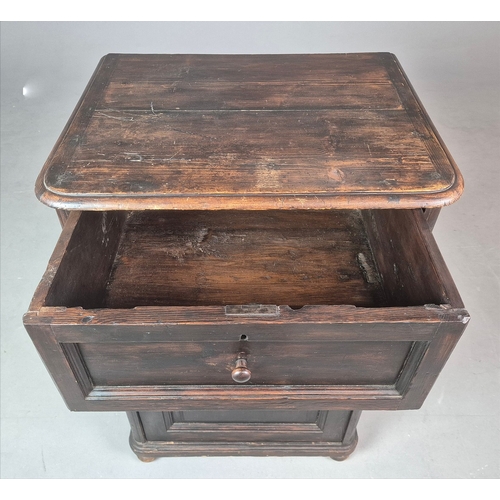 345 - 19TH CENTURY FRENCH CUPBOARD. stained pine, 69cm x 54cm x 103cm approx.