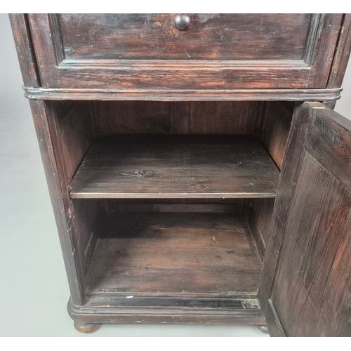 345 - 19TH CENTURY FRENCH CUPBOARD. stained pine, 69cm x 54cm x 103cm approx.