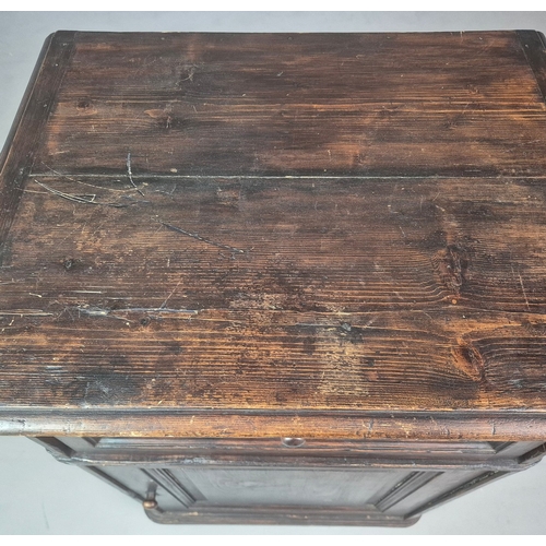 345 - 19TH CENTURY FRENCH CUPBOARD. stained pine, 69cm x 54cm x 103cm approx.