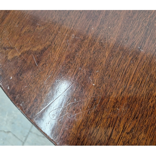 346 - DINING TABLE, REGENCY STYLE. mahogany, with two pedestals each with tripod supports, with two leaves... 