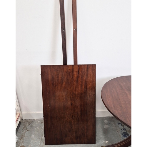 346 - DINING TABLE, REGENCY STYLE. mahogany, with two pedestals each with tripod supports, with two leaves... 