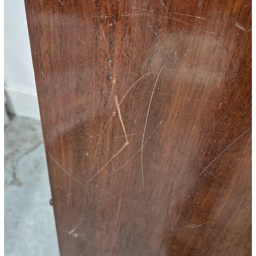 346 - DINING TABLE, REGENCY STYLE. mahogany, with two pedestals each with tripod supports, with two leaves... 