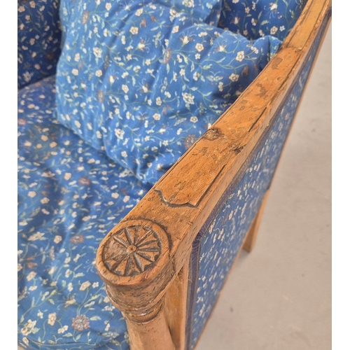 347 - DIRECTOIRE BERGERE. Beechwood and blue fabric.