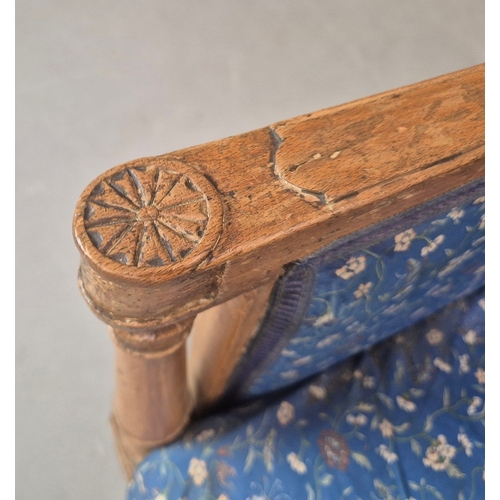 347 - DIRECTOIRE BERGERE. Beechwood and blue fabric.