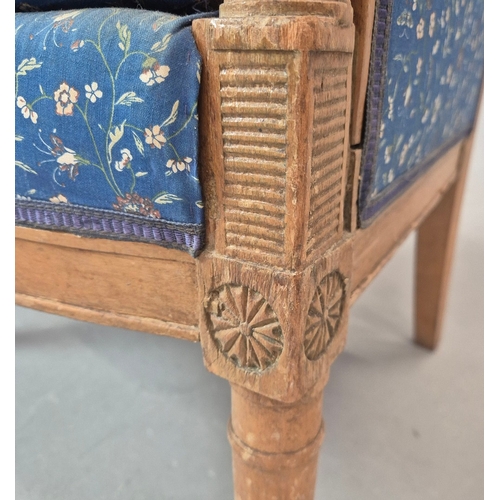 347 - DIRECTOIRE BERGERE. Beechwood and blue fabric.