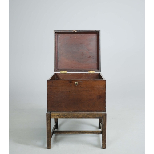 351 - WINE COOLER/BOX ON STAND. George III mahogany, with a crossbanded rising lid on later stand, 49cm w ... 