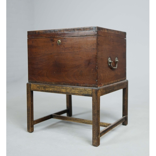 351 - WINE COOLER/BOX ON STAND. George III mahogany, with a crossbanded rising lid on later stand, 49cm w ... 