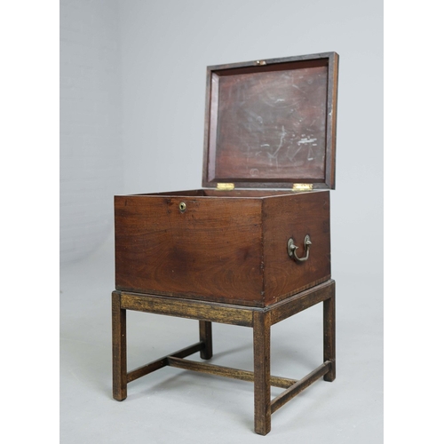 351 - WINE COOLER/BOX ON STAND. George III mahogany, with a crossbanded rising lid on later stand, 49cm w ... 