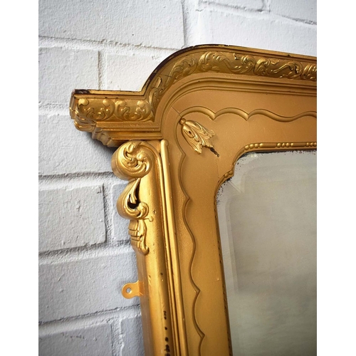 353 - OVERMANTEL MIRROR. with a gilt frame and a bevelled plate 123cm w x 94cm t.