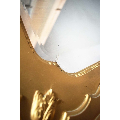 353 - OVERMANTEL MIRROR. with a gilt frame and a bevelled plate 123cm w x 94cm t.