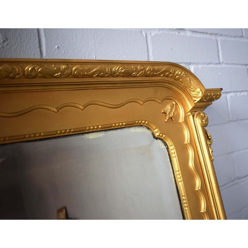 353 - OVERMANTEL MIRROR. with a gilt frame and a bevelled plate 123cm w x 94cm t.