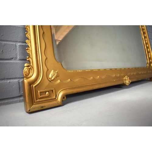 353 - OVERMANTEL MIRROR. with a gilt frame and a bevelled plate 123cm w x 94cm t.