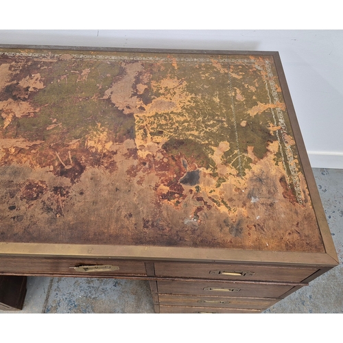 355 - MILITARY/CAMPAIGN PEDESTAL DESK. reproduction mahogany, of nine drawers with recessed brass handles,... 