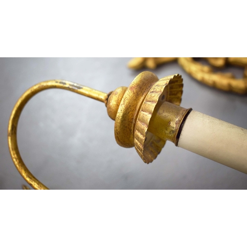 357 - WALL SCONCES, A PAIR, GILT (2). Victorian style each 75cm t x 28cm w, one electrified, one not (2).