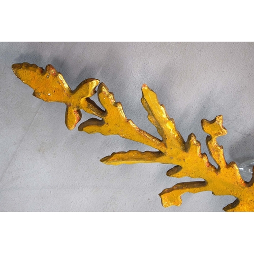 357 - WALL SCONCES, A PAIR, GILT (2). Victorian style each 75cm t x 28cm w, one electrified, one not (2).