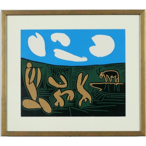 71 - PABLO PICASSO. BACCHANAL WITH FOUR CLOUDS. (d) linocut 1962, suite: Linogravures, 27cm x 32.5cm. (Su... 