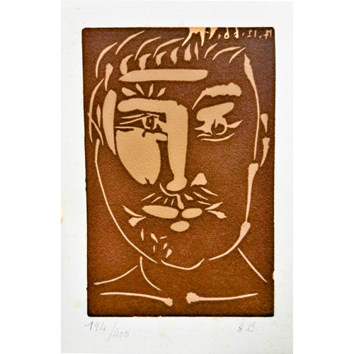 75 - PABLO PICASSO (1881-1973). HEAD OF A MOUSTACHED MAN (s.9809) TETE D'HOMME MOUSTACHU. (d) original li... 