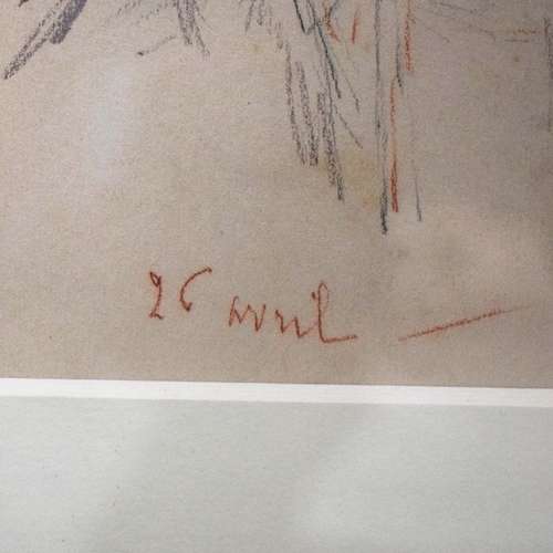 9 - AFTER PAUL CESAR HELLEU. PORTRAIT. Pencil and Crayon, 18cms x 13cms, with signature, Framed.