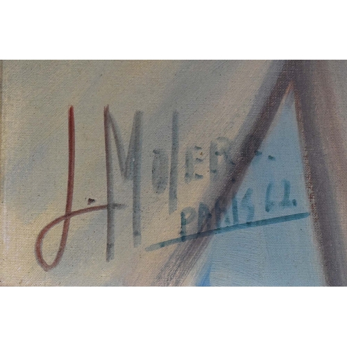 92 - J. MOLERO. CLOWN. oil on canvas, 79cm x 55cm, framed.