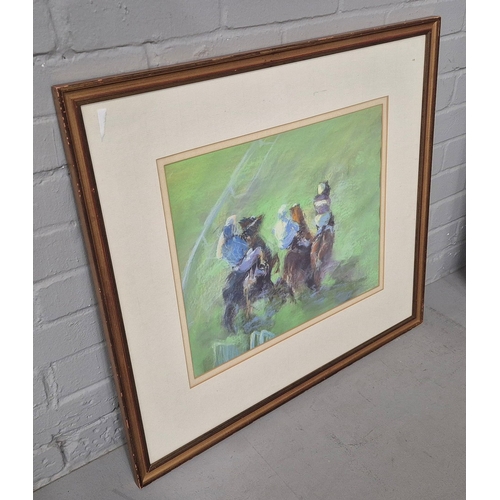 95 - CONSTANCE HALFORD THOMPSON. OUT OF THE STALLS. pastel, 68cm x 74cm, framed.