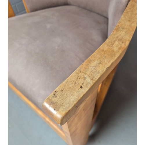 11 - PAIR OF 1920s ART DECO SWEDISH GRACE BIRCH ARMCHAIRS. Of slatted construction with grey upholstered ... 